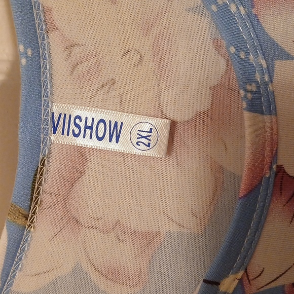 VIISHOW, Maxi, Blue background with pink and white flowers, 2XL, dress. - Picture 3 of 6